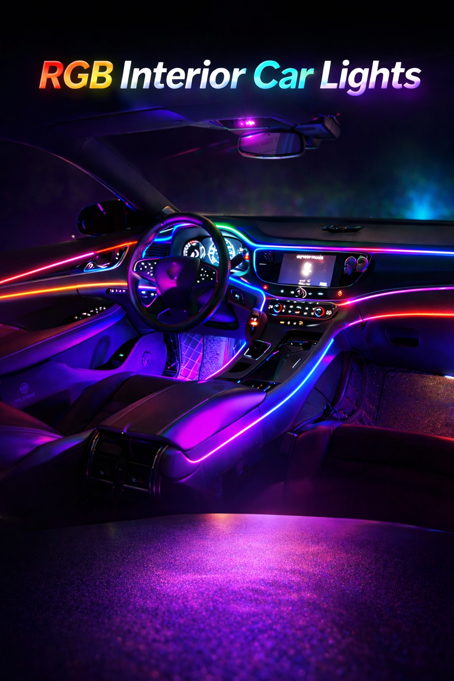 Luxury RGB Car Interior Ambient Lighting Kit (APP + Music Sync)